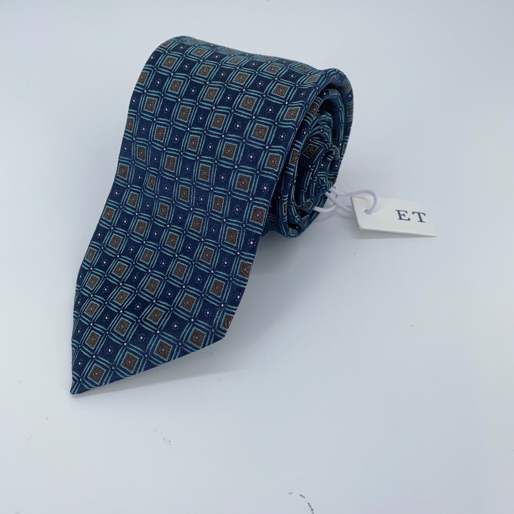 Eton Tie Men One Size Colorful Patterned Silk Classic Fit Necktie Italy Made